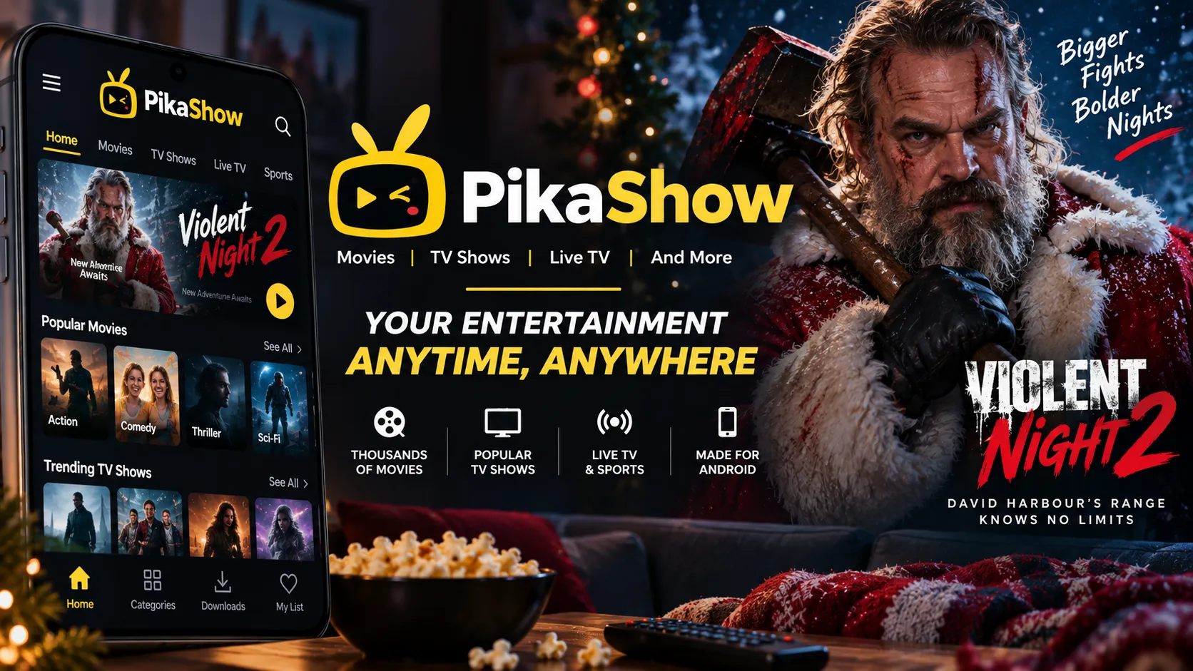 Pikashow APK | David Harbour's Range Knows No Limits in Violent Night 2