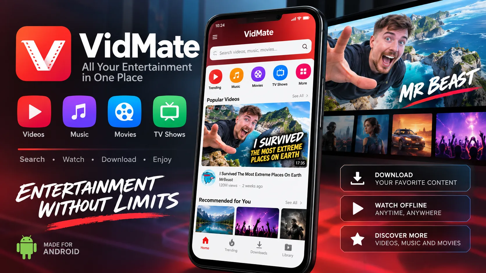 Vidmate | Mr Beast I Survived The Most Extreme Places On Earth Video revie